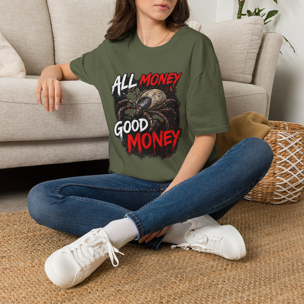 All Money Spider T-Shirt — Bold Gothic Graphic Tee