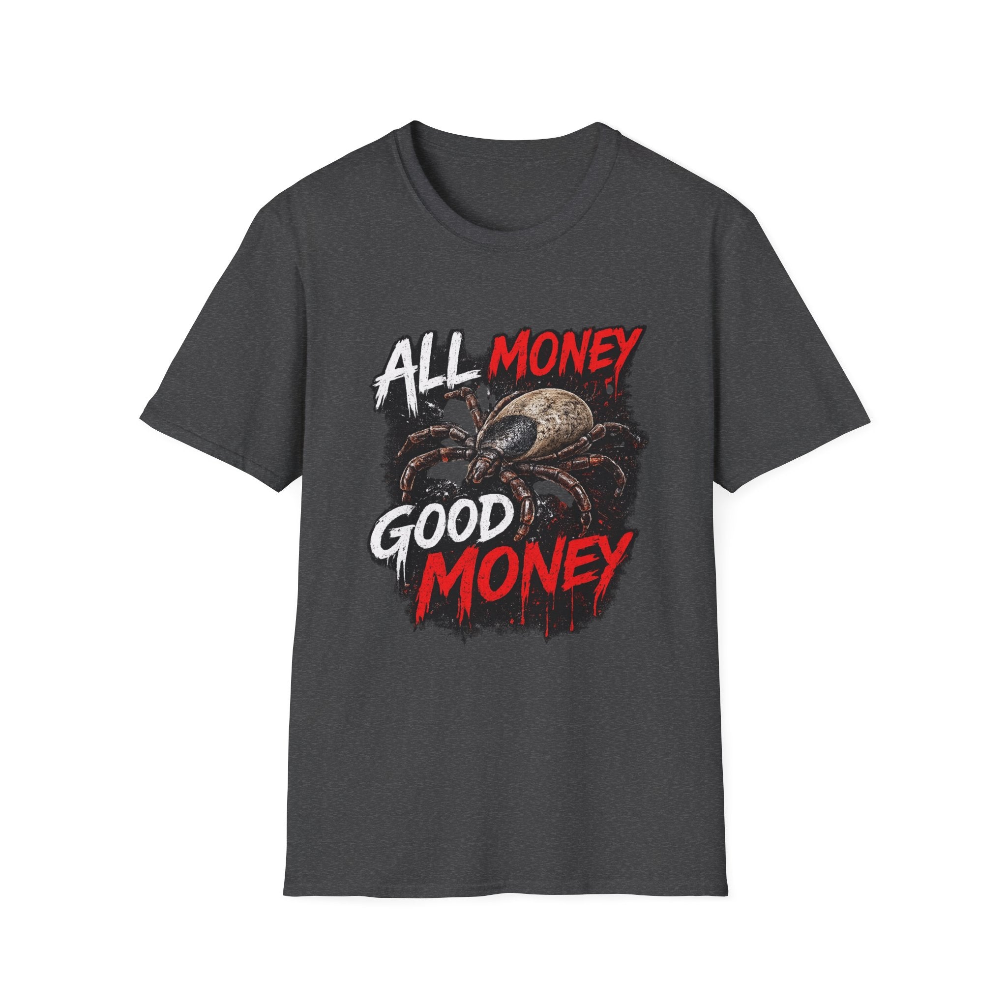 All Money Spider T-Shirt — Bold Gothic Graphic Tee