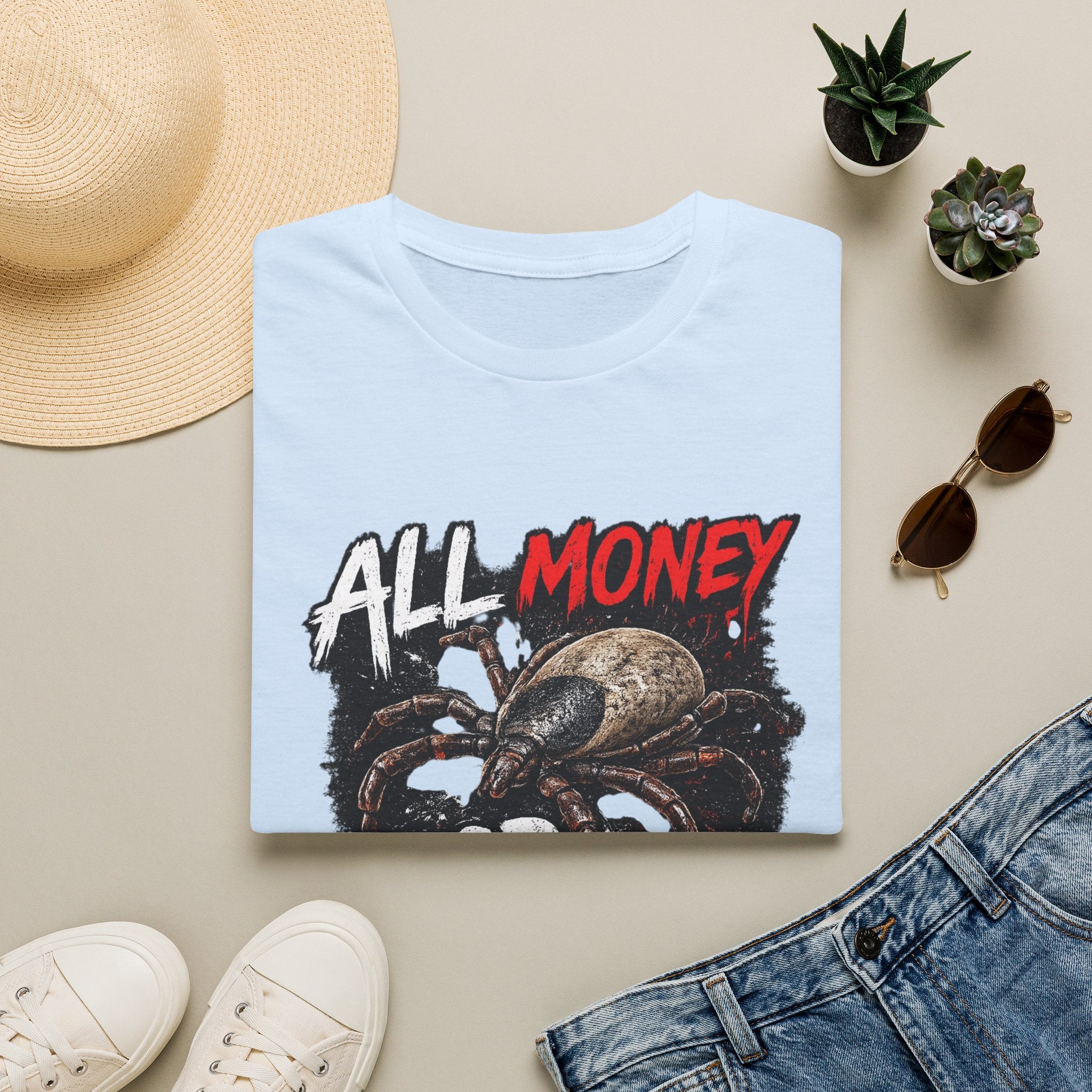 All Money Spider T-Shirt — Bold Gothic Graphic Tee