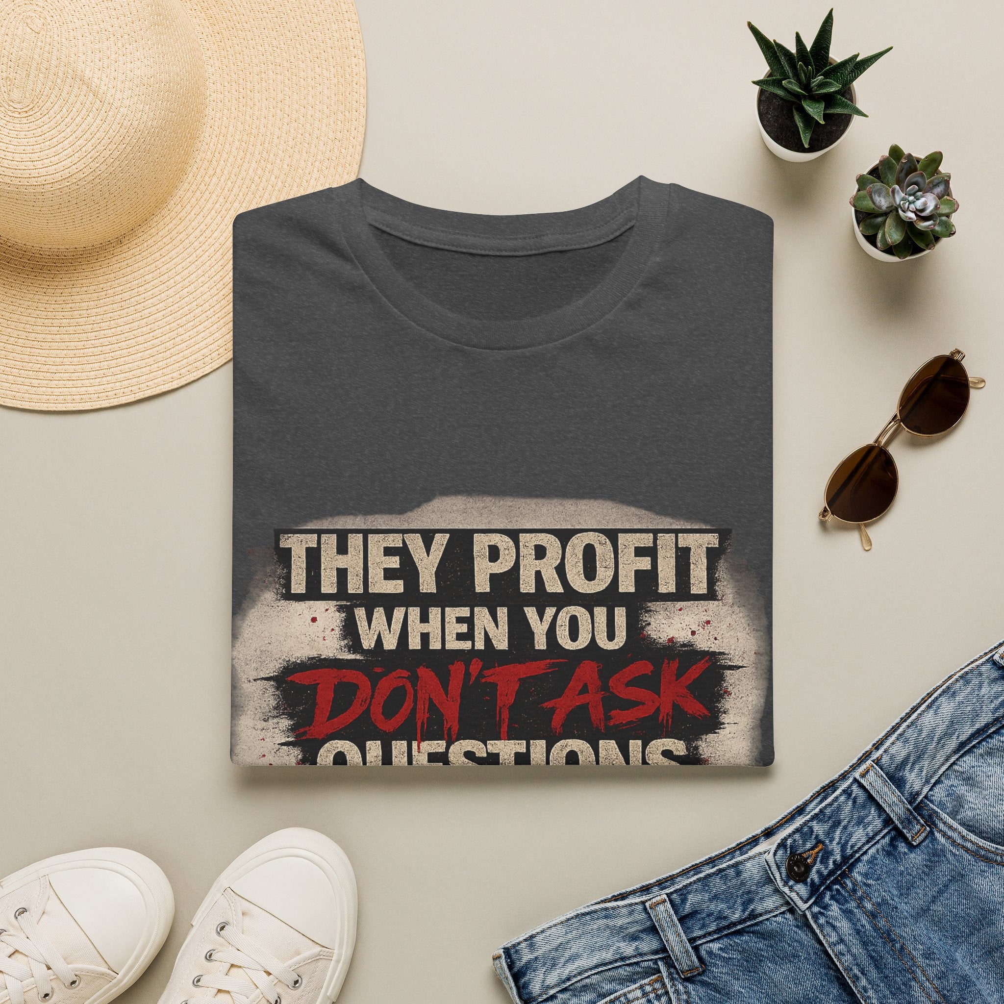 They Profit When You Don't Ask Questions T-Shirt — Question Everything Graphic Tee