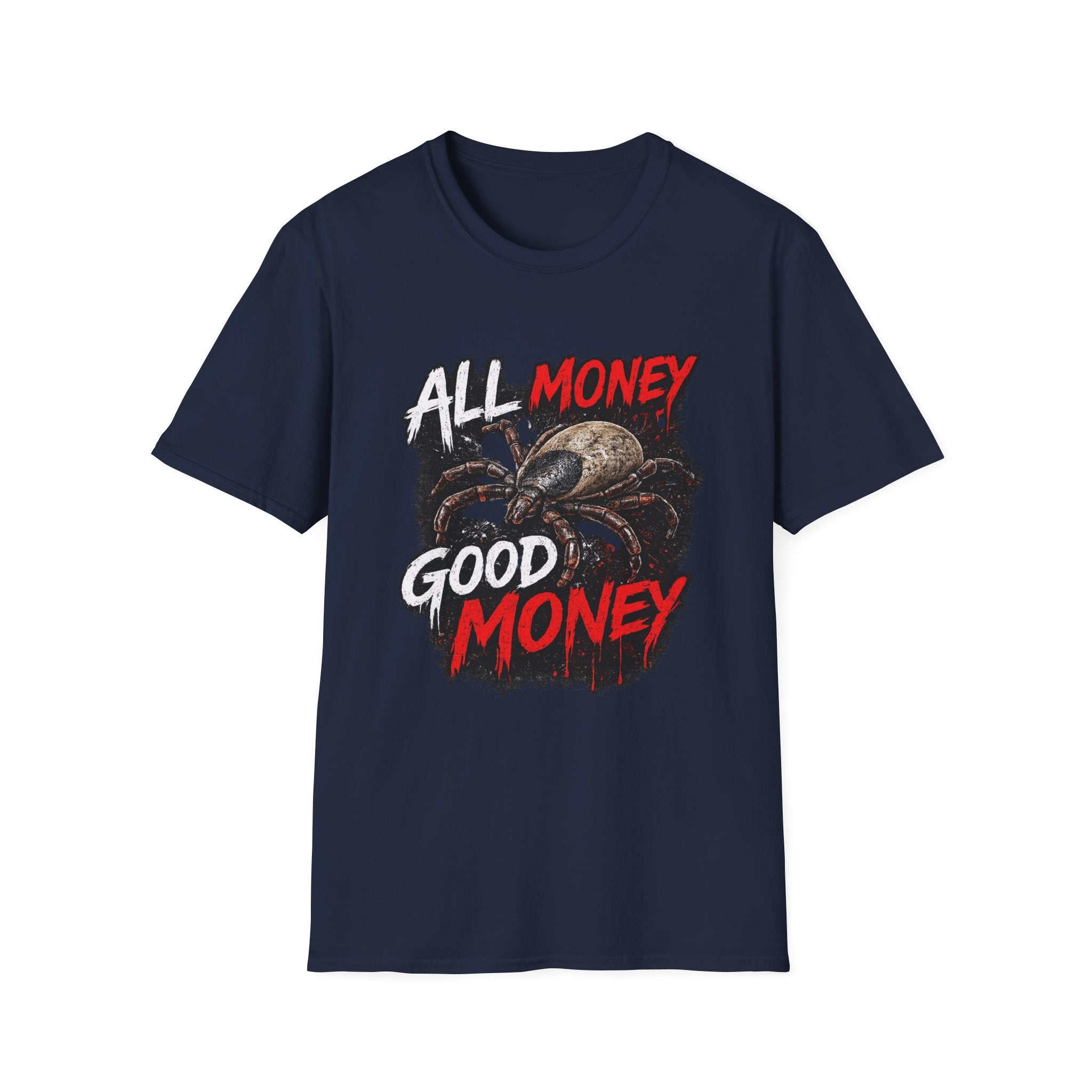 All Money Spider T-Shirt — Bold Gothic Graphic Tee