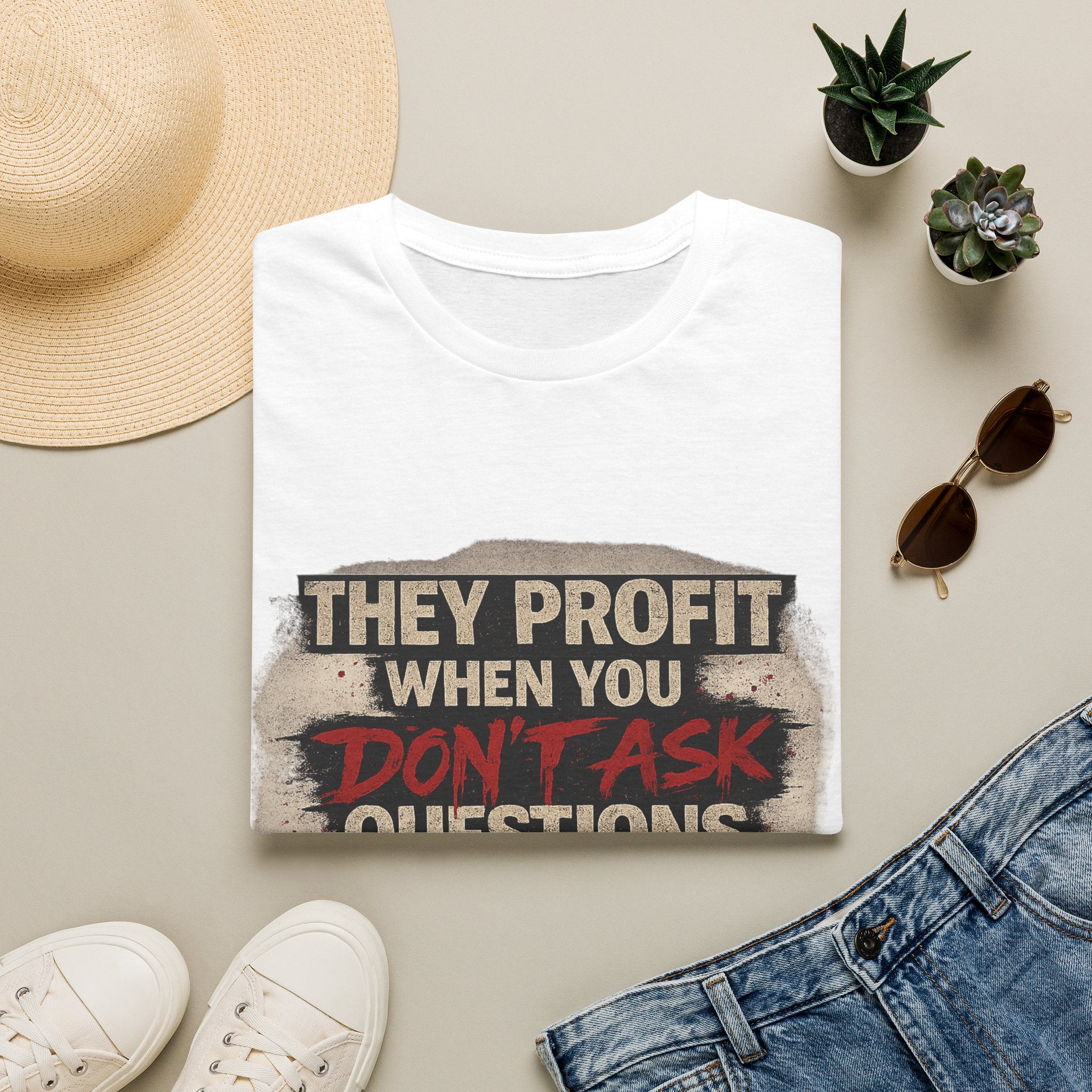 They Profit When You Don't Ask Questions T-Shirt — Question Everything Graphic Tee