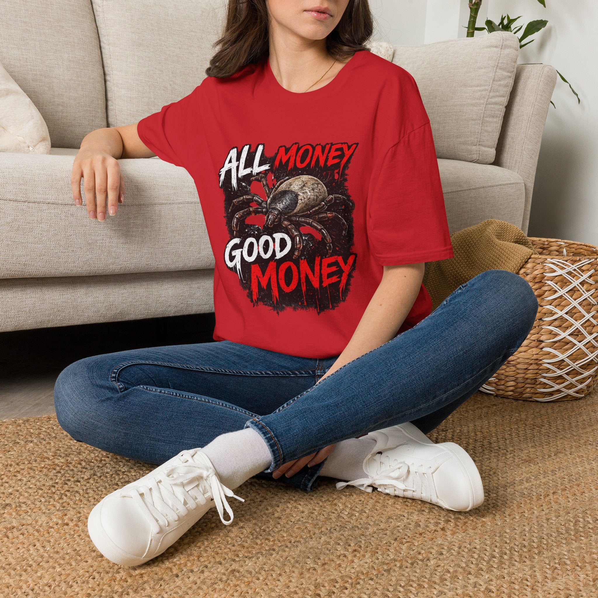 All Money Spider T-Shirt — Bold Gothic Graphic Tee