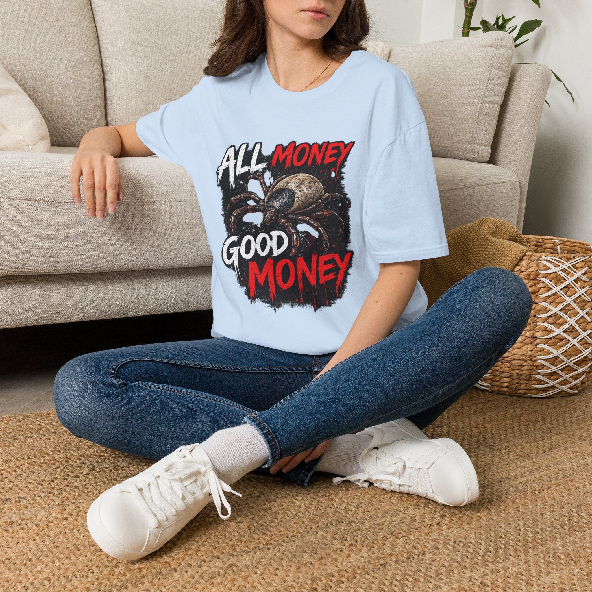 All Money Spider T-Shirt — Bold Gothic Graphic Tee