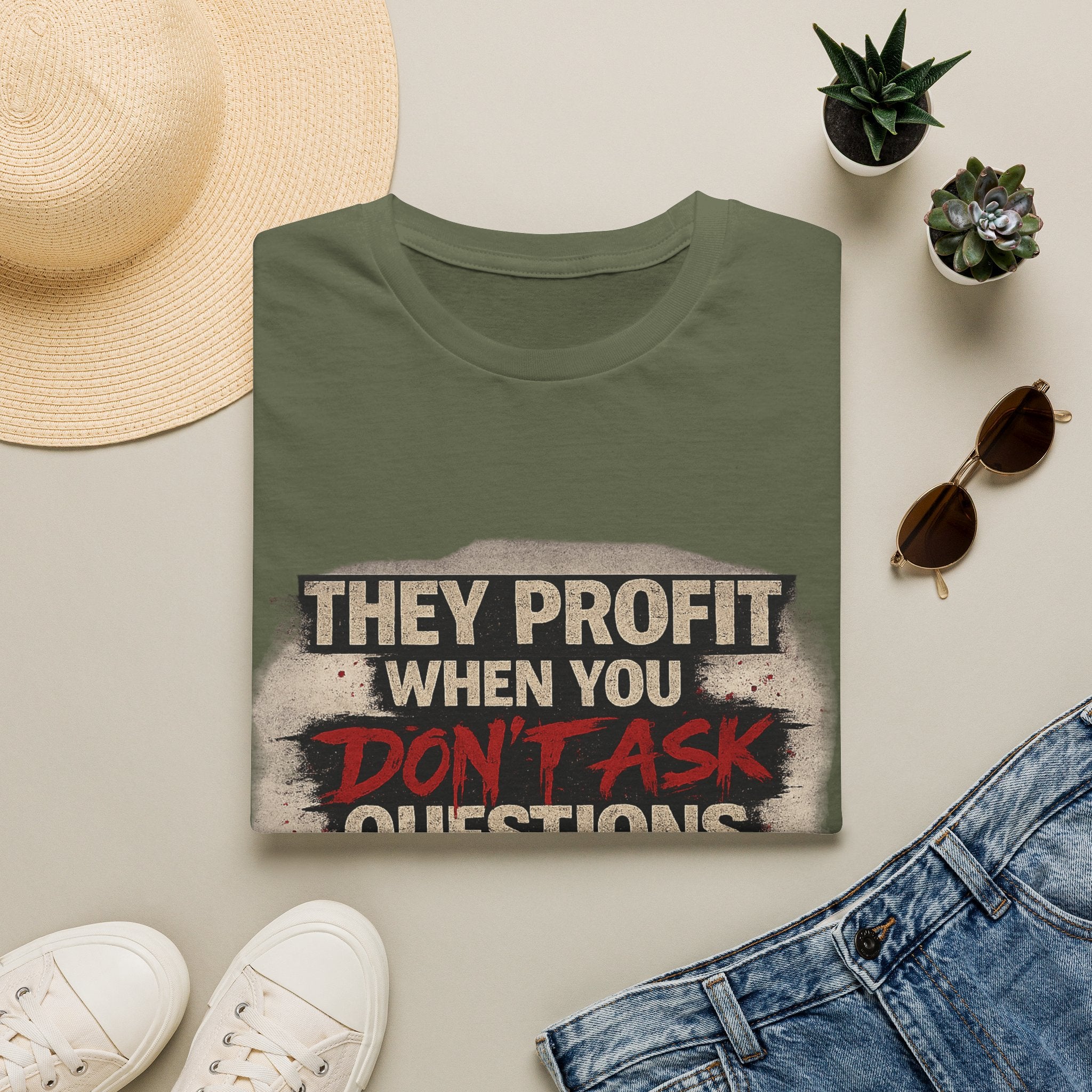 They Profit When You Don't Ask Questions T-Shirt — Question Everything Graphic Tee