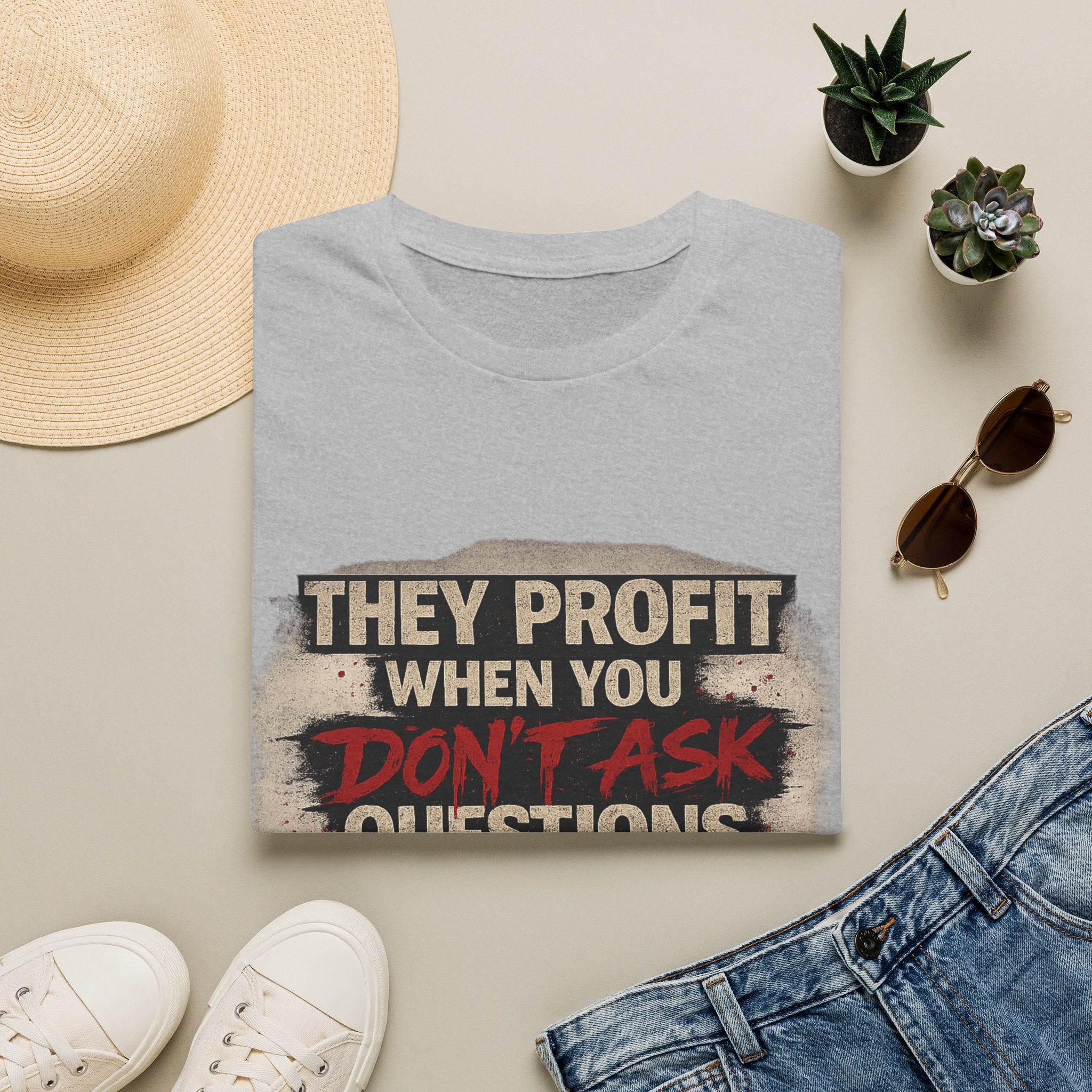They Profit When You Don't Ask Questions T-Shirt — Question Everything Graphic Tee