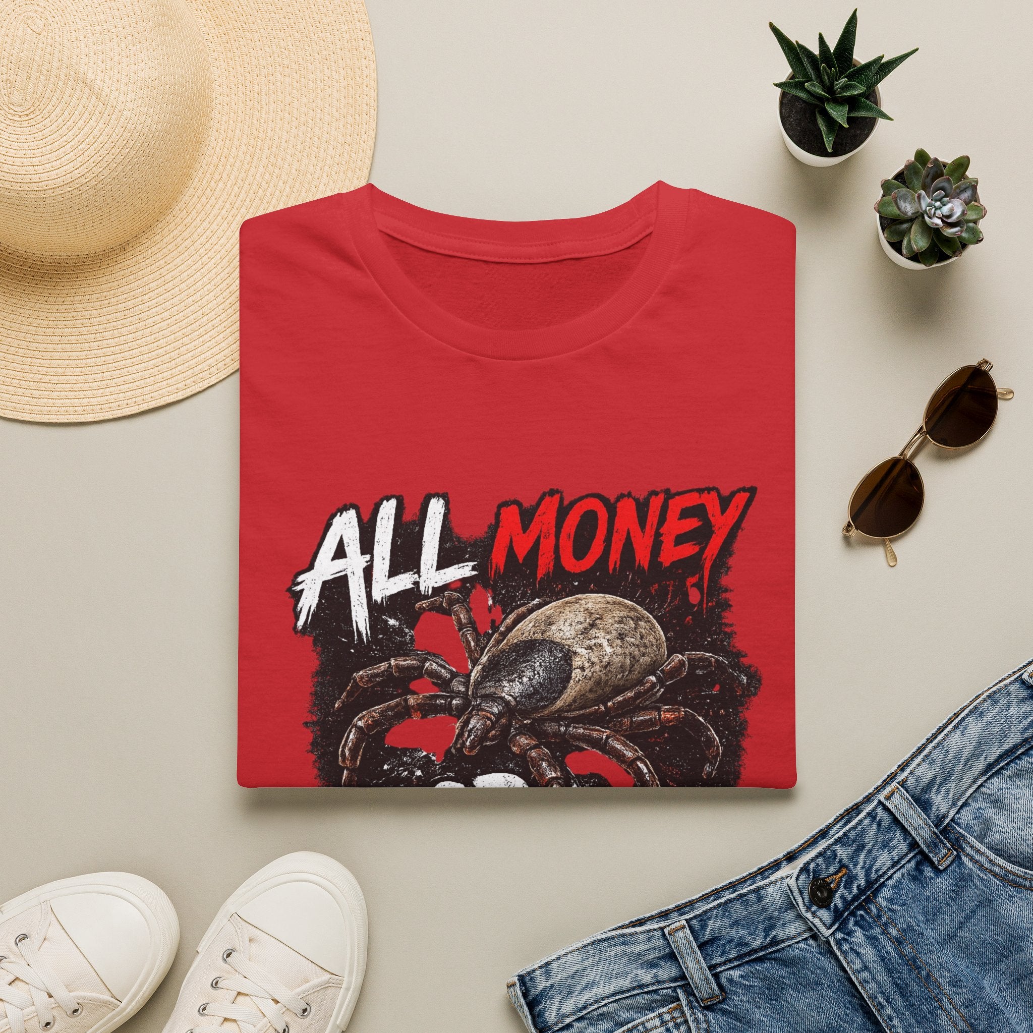 All Money Spider T-Shirt — Bold Gothic Graphic Tee