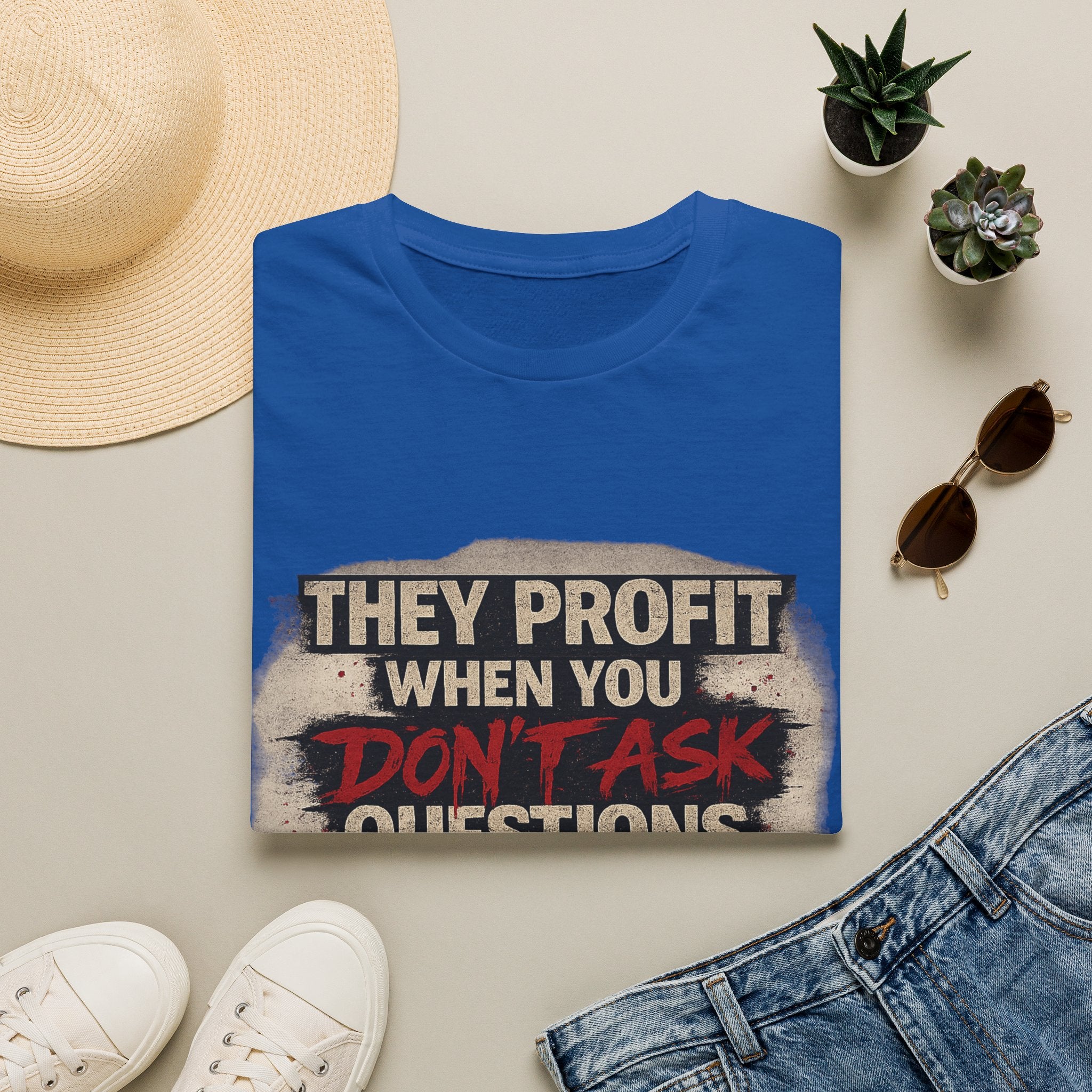 They Profit When You Don't Ask Questions T-Shirt — Question Everything Graphic Tee
