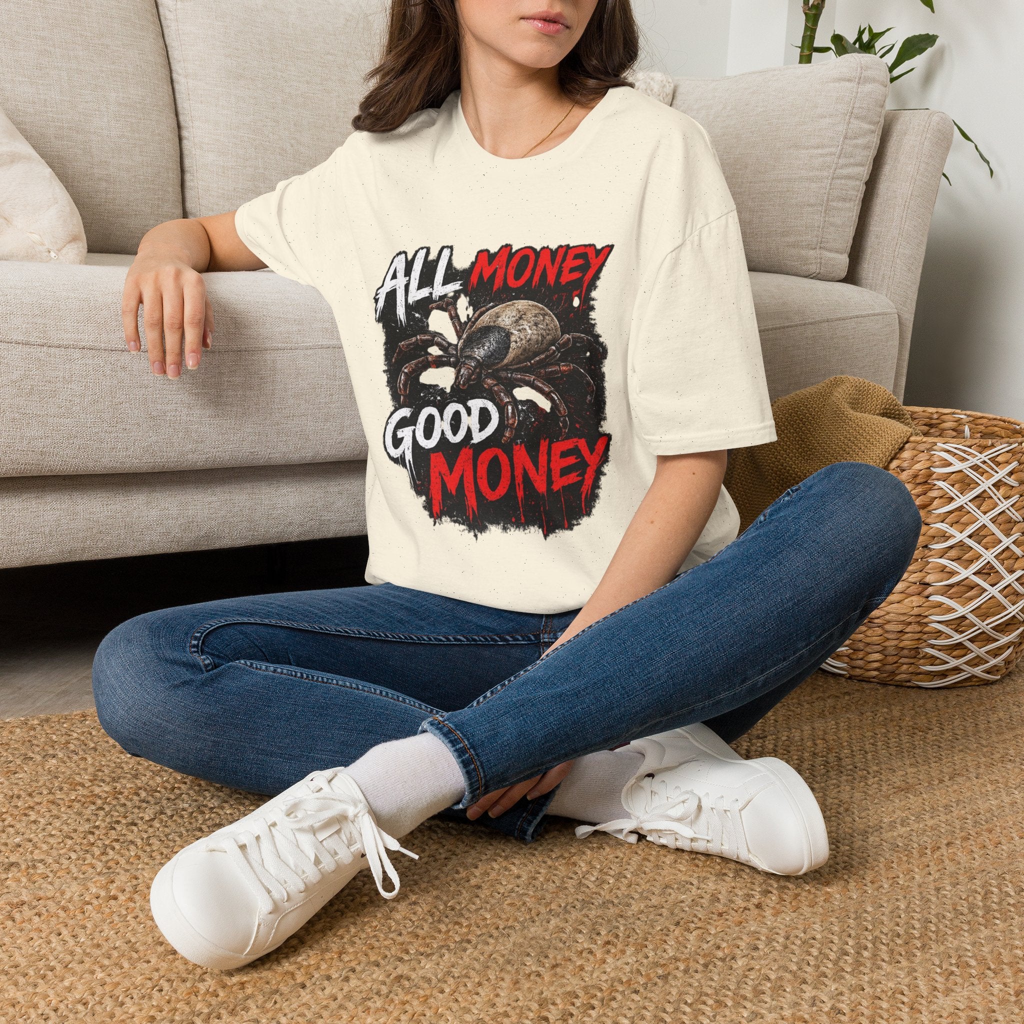 All Money Spider T-Shirt — Bold Gothic Graphic Tee