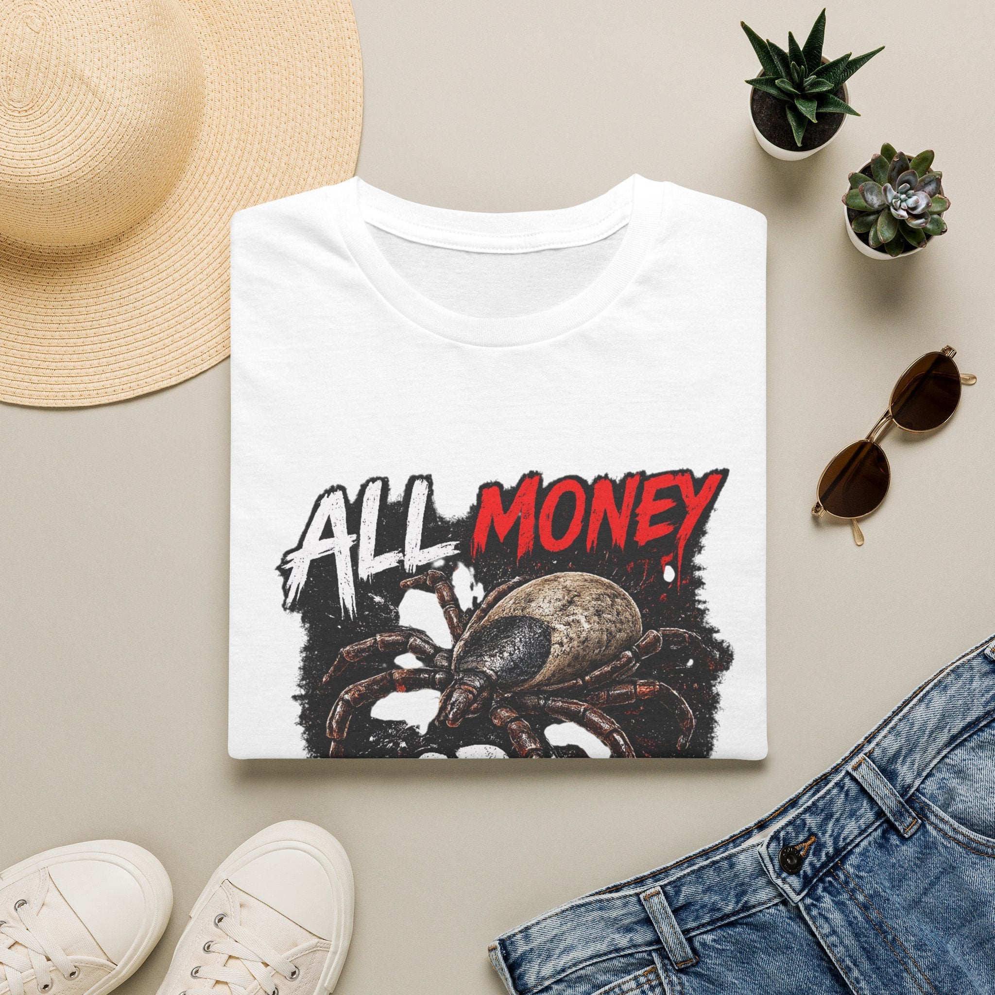 All Money Spider T-Shirt — Bold Gothic Graphic Tee