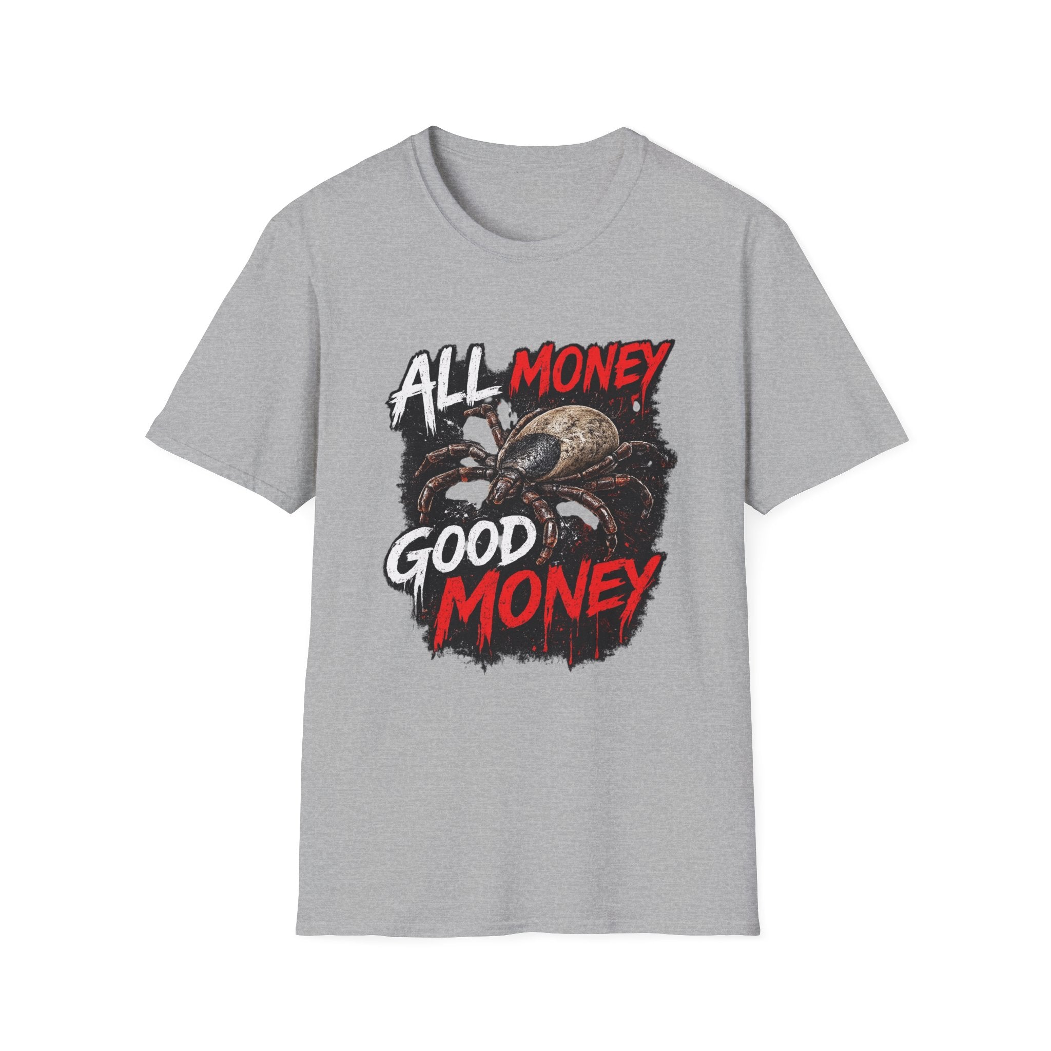 All Money Spider T-Shirt — Bold Gothic Graphic Tee