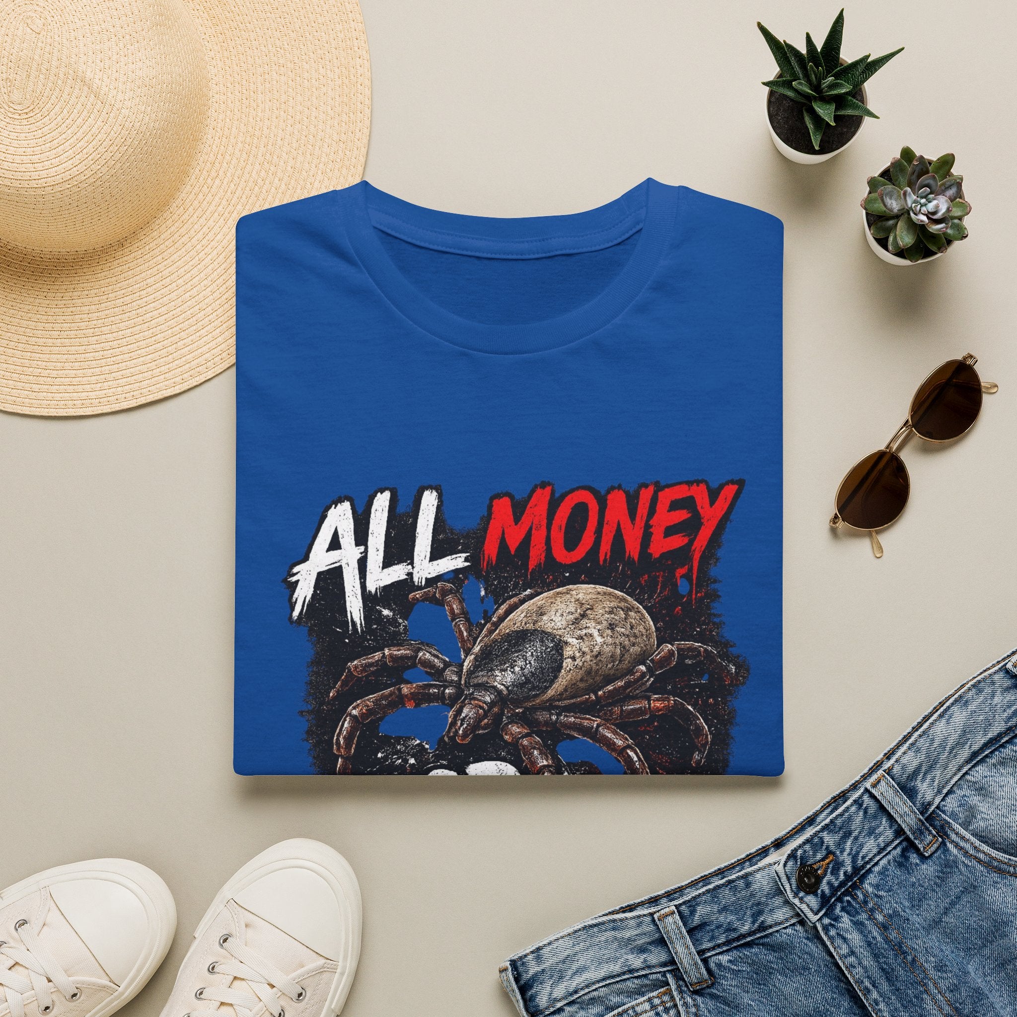 All Money Spider T-Shirt — Bold Gothic Graphic Tee