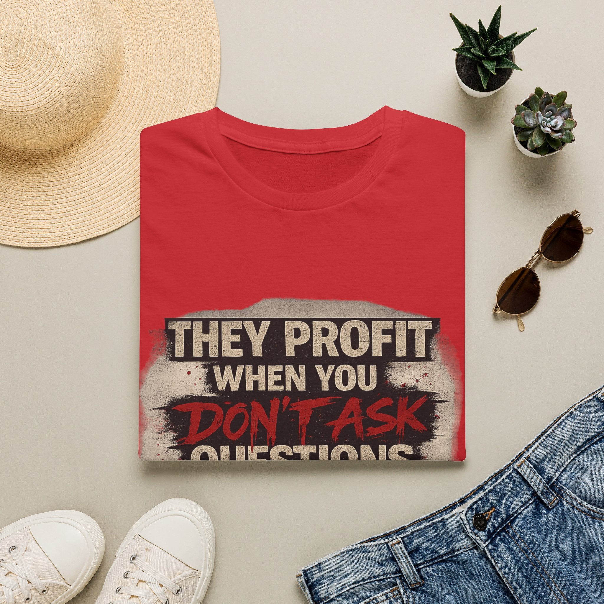They Profit When You Don't Ask Questions T-Shirt — Question Everything Graphic Tee
