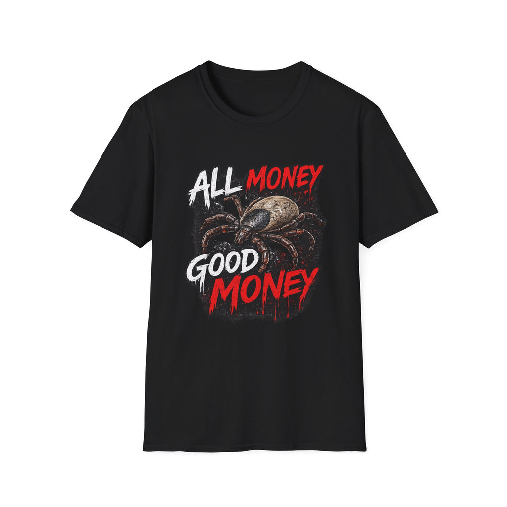 All Money Spider T-Shirt — Bold Gothic Graphic Tee