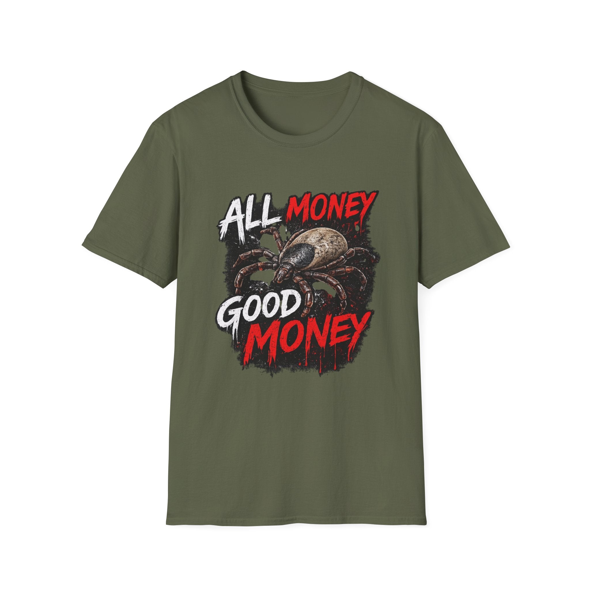 All Money Spider T-Shirt — Bold Gothic Graphic Tee